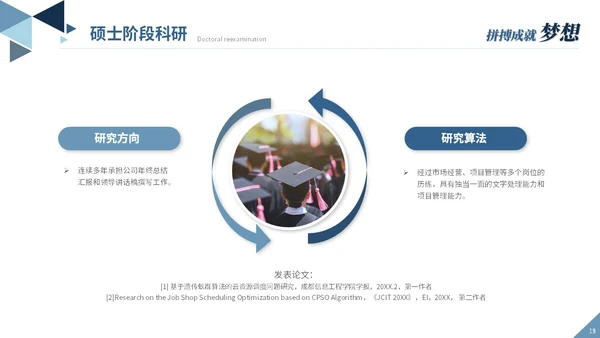 大气稳重蓝色简约博士入学复试汇报个人介绍答辩ppt模板博士复试
