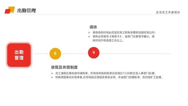 黄红双色商务简约公司员工培训入职培训员工手册培训PPT