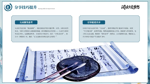 蓝色古风读书分享会PPT模板