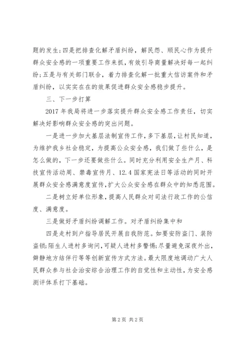 司法局XX年第一季度提升群众安全感工作汇报材料 (2).docx