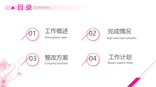 粉色女性剪影女人花工作总结汇报PPT