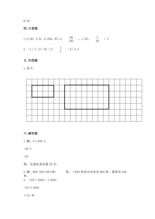 人教版六年级下册数学期末测试卷带答案（轻巧夺冠）.docx