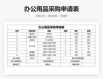 办公用品采购申请表