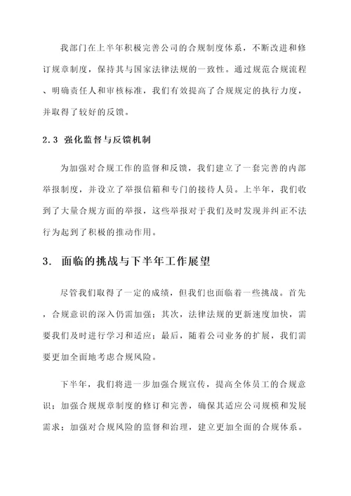 开展上半年合规工作汇报