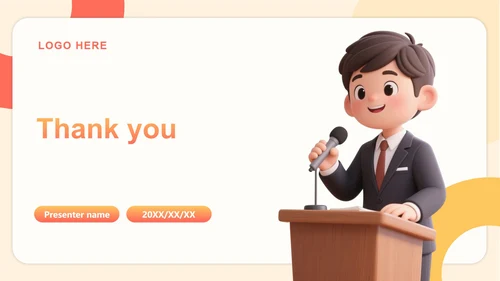 橙黄色3D卡通学生竞选PPT主题