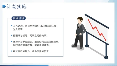 蓝色简约微立体大学生职业生涯规划带内容PPT模板
