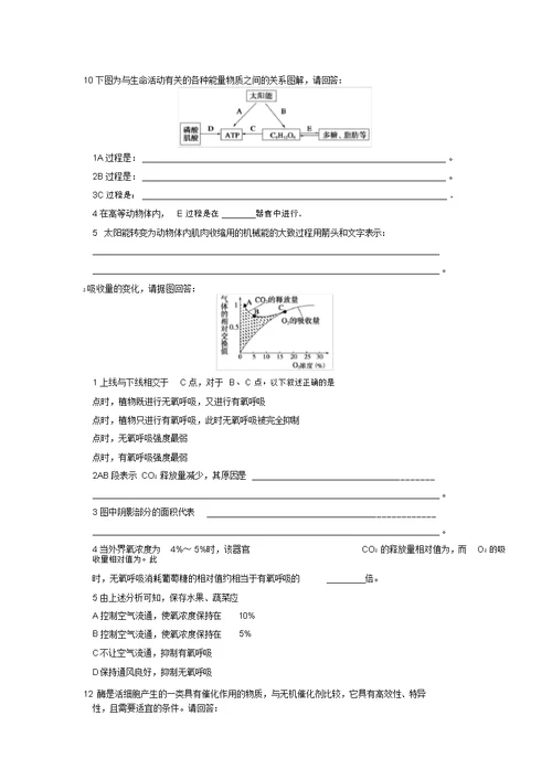 2022学年高中生物第四章光合作用和细胞呼吸专项检测同步课时检测苏教版必修1