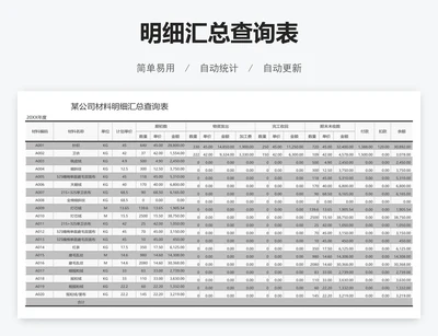 明细汇总查询表