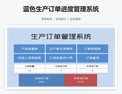 蓝色生产订单进度管理系统