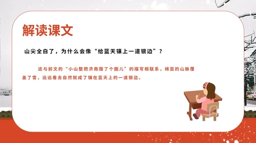 红色画册风语文初一课件济南的冬天PPT模板