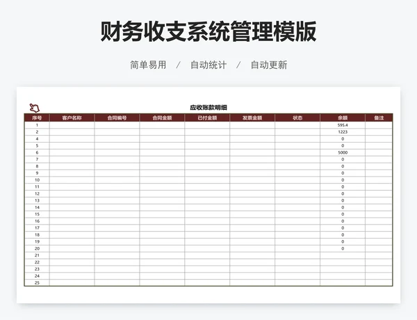 财务收支系统管理模版