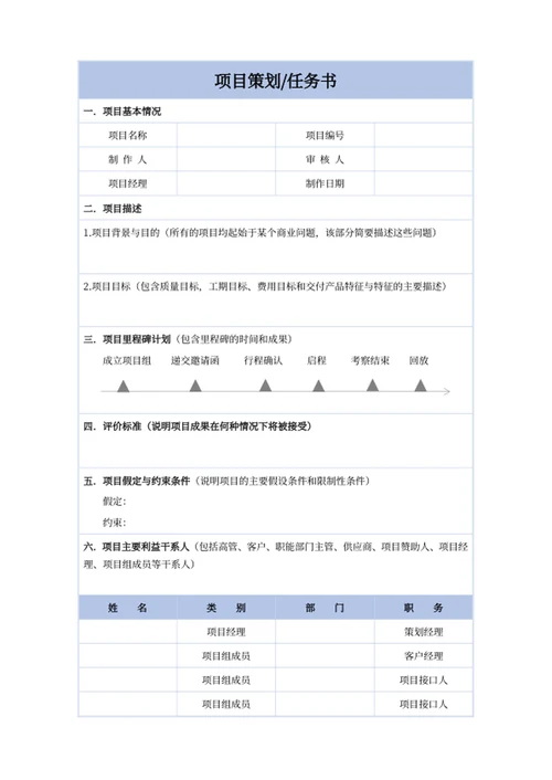 项目策划任务书