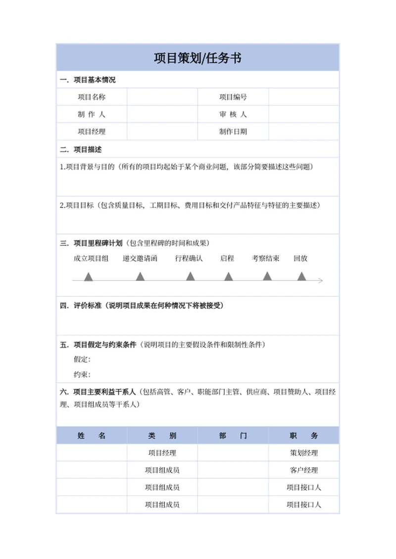 项目策划任务书