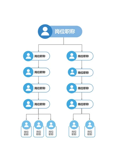 组织架构-蓝色简约复合形状组织结构图word模板