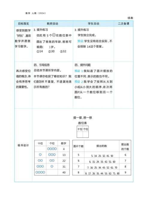 第三单元100以内数的认识（大单元教学设计）-2024-2025学年一年级下册数学人教版（2024）