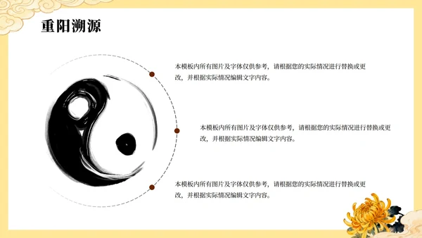 黄色手绘中国风传统节日重阳节节日介绍PPT模板