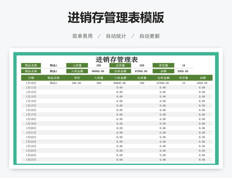 进销存管理表模版