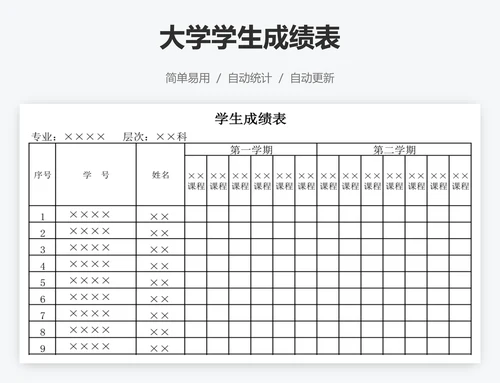大学学生成绩表