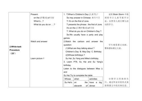 Unit 8 Brithday 单元整体教案设计（4个课时）