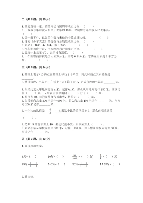 人教版六年级数学小升初试卷及完整答案【全国通用】.docx