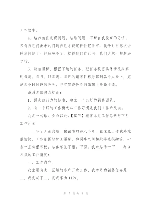 销售本月工作总结与下月工作计划.docx