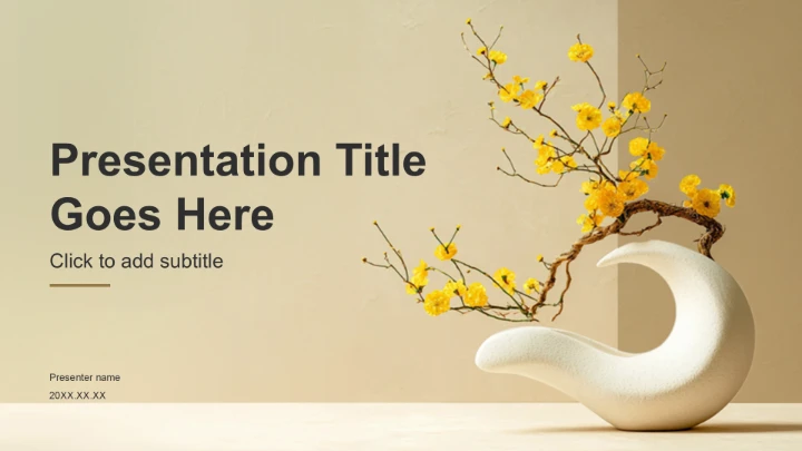 黄色小清新艺术广告PPT主题