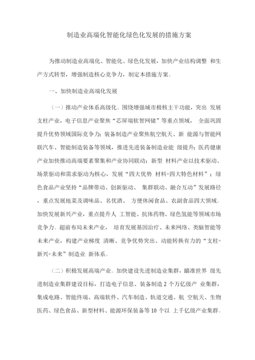 制造业高端化智能化绿色化发展的措施方案.docx