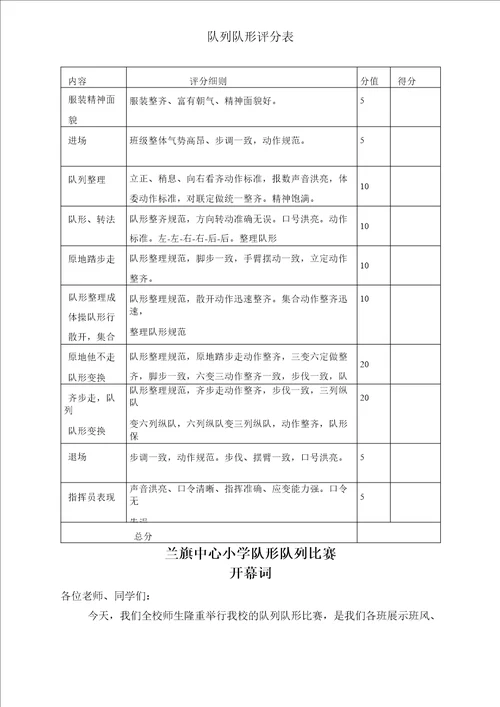 20202021第一学期队列队形比赛活动方案10