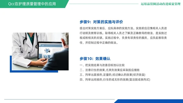 蓝绿色商务风QCC品管圈医疗质量管理品管圈医务人员培训