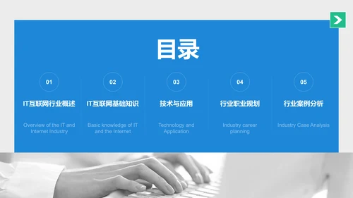 蓝色商务风IT互联网通用行业培训课件PPT模板
