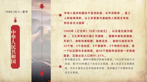褐色大气实拍长城中国历史发展史PPT