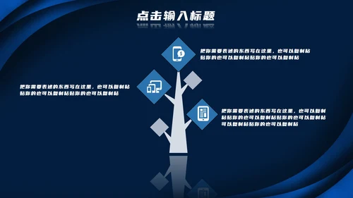 深蓝色高级总结汇报PPT模板