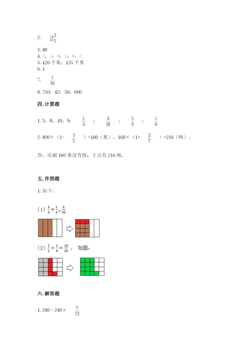 苏教版六年级上册数学第五单元 分数四则混合运算 测试卷附答案（综合卷）.docx