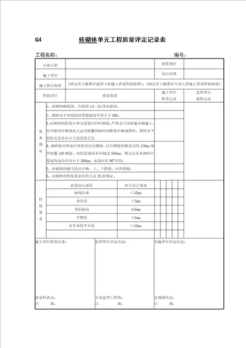 基坑土方开挖单元工程质量评定记录表