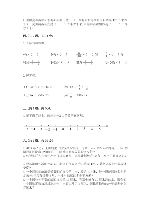 小学毕业班数学检测卷附答案【黄金题型】.docx