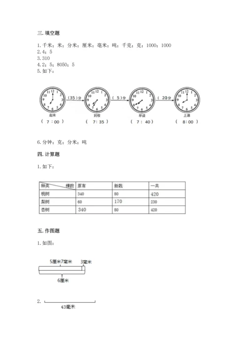 人教版三年级上册数学期中测试卷（网校专用）.docx