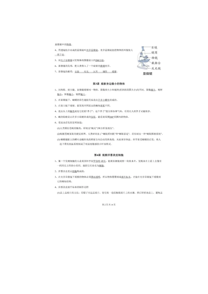 教科版小学科学6年级上册知识点汇总.docx