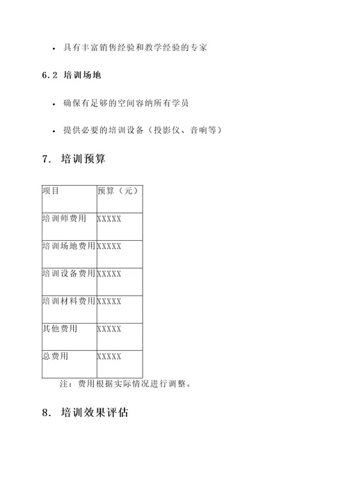 农药厂家业务员培训方案