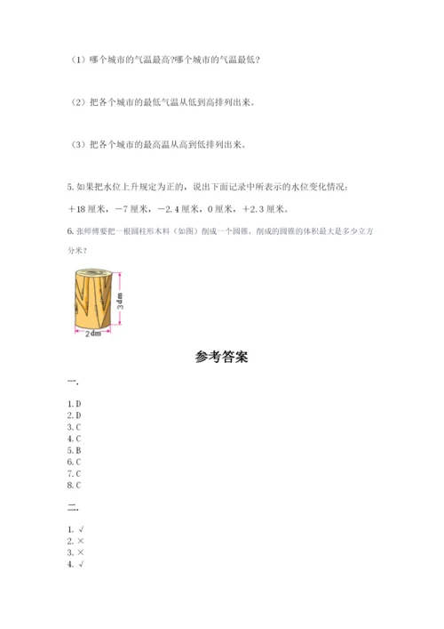 小升初数学综合模拟试卷及参考答案（轻巧夺冠）.docx