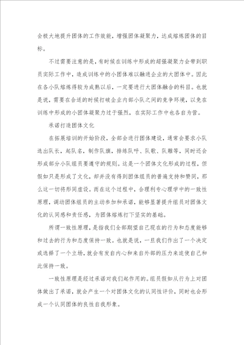 2021年团体凝聚力培训心得示例欣赏