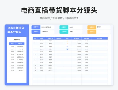 电商直播带货脚本分镜头