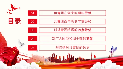 在庆祝共青团成立100周年大会上的讲话PPT