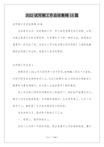 2022试用期工作总结集锦15篇.docx