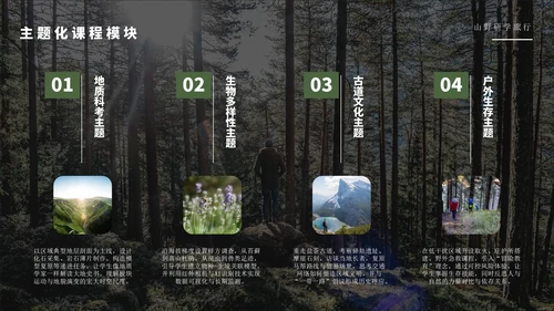 绿色简约风山野研学旅行PPT模版