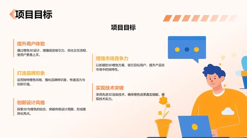 橙色3D风项目答辩PPT