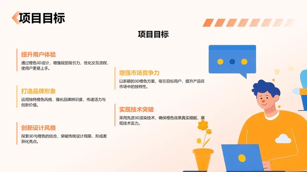 橙色3D风项目答辩PPT