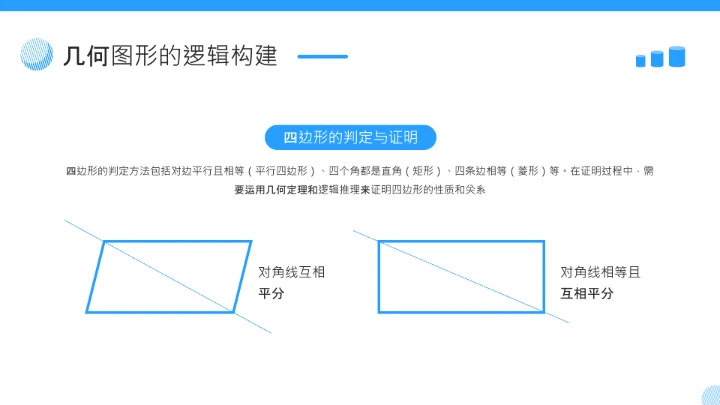 蓝色简约风几何证明逻辑拆解PPT