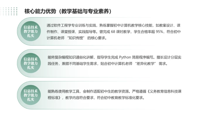 绿色商务风软件工程专业大学生职业生涯规划发展展示PPT模版