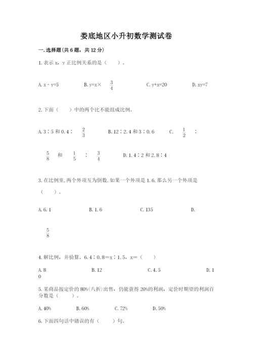 娄底地区小升初数学测试卷及参考答案一套.docx