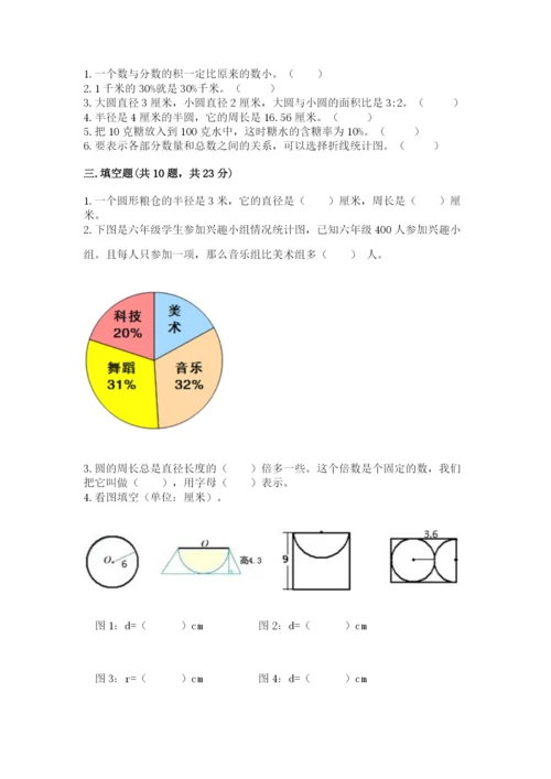 人教版六年级上册数学期末测试卷及参考答案【培优a卷】.docx